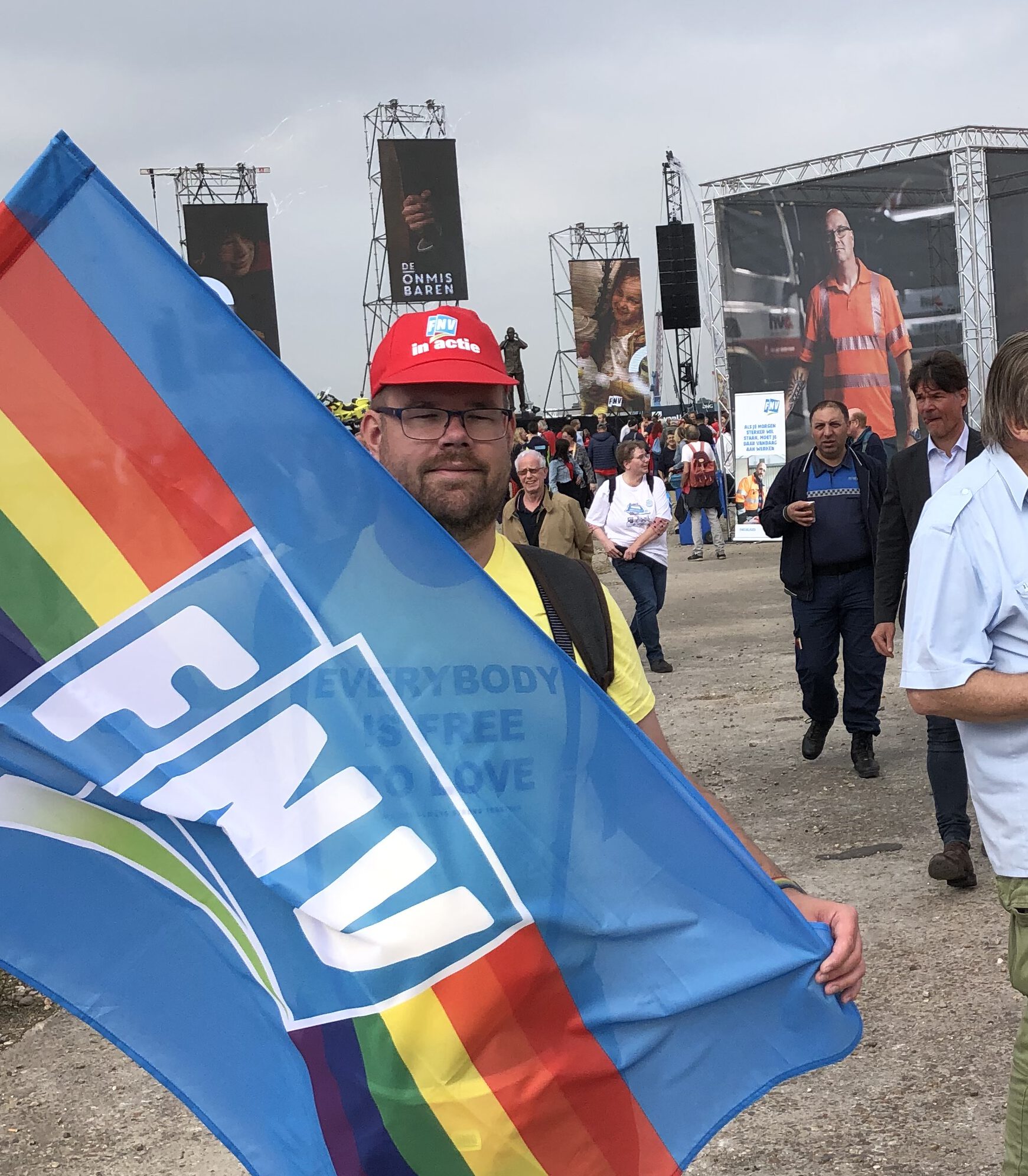 Peter bij een FNV-actie